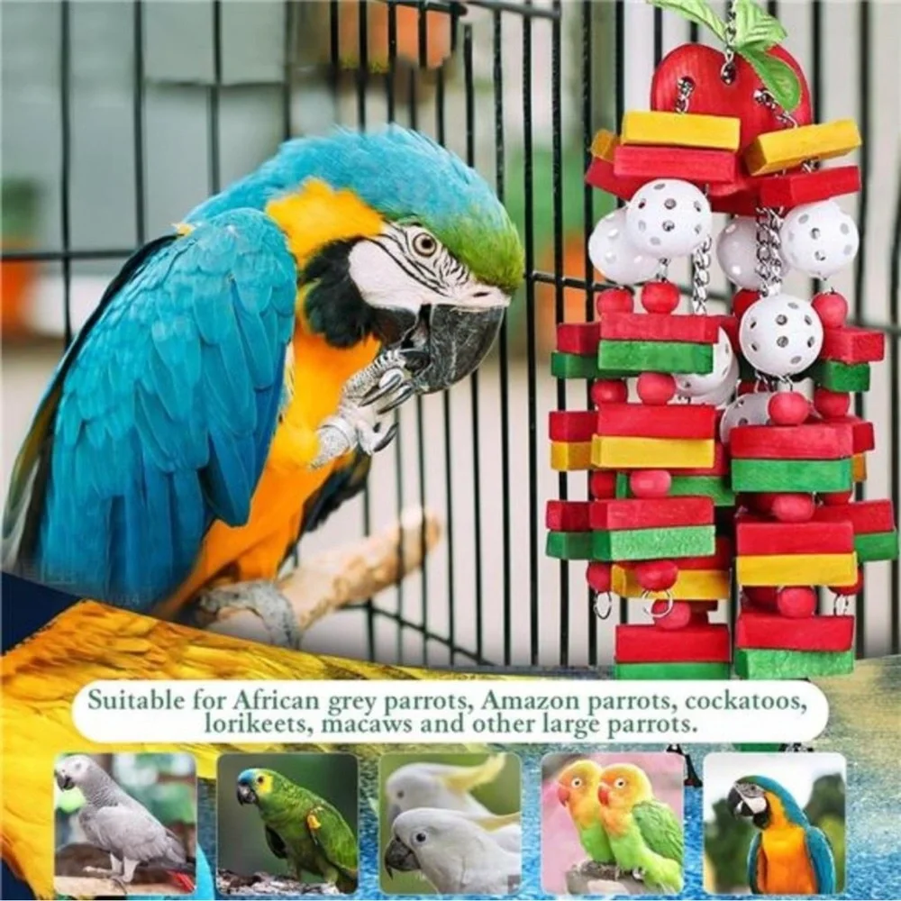 Bird Toys Parrot Toys with Nature Wood Bird Chewing Toys for Small& Medium Birds